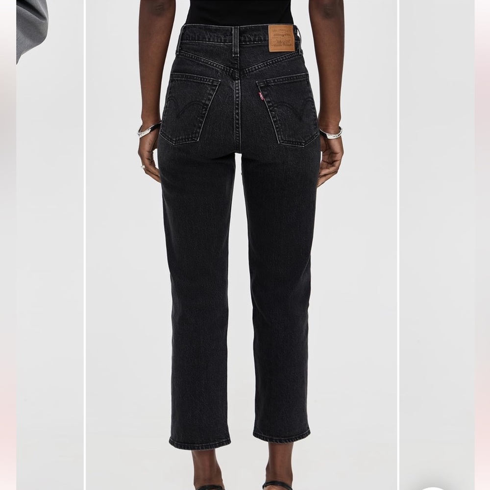 Levi's Women’s Dark Gray- Black High waisted ribcage Straight Jeans